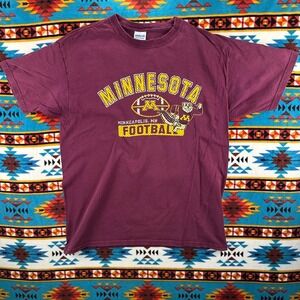 Minnesota Football T-Shirt Maroon‎ Gold Graphic Tee Large